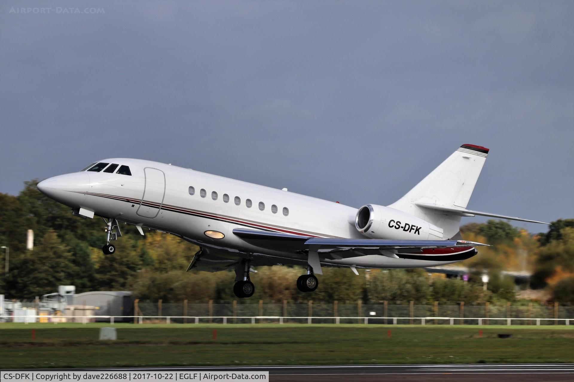 CS-DFK, 2006 Dassault Falcon 2000EX C/N 65, Mid morning takeoff from Farnborough for this Netjets Dassault Falcon
