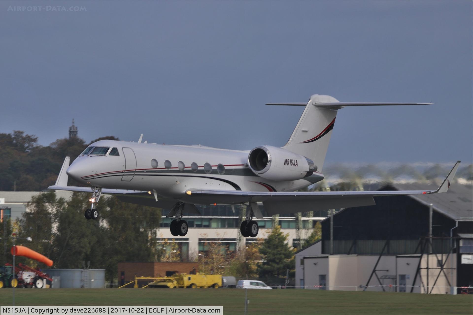 N515JA, 1988 Gulfstream Aerospace G-IV C/N 1051, N515JA landing at Farnborough