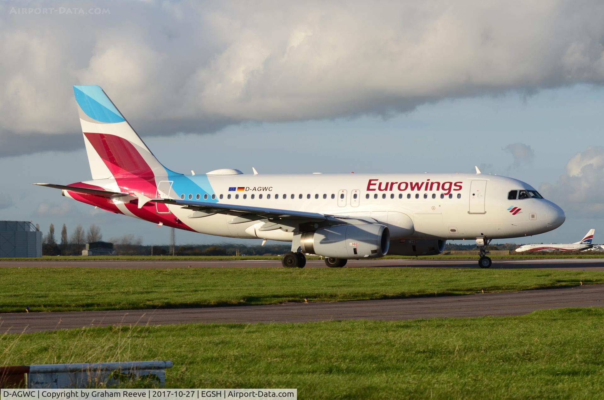 D-AGWC, 2006 Airbus A319-132 C/N 2976, About to depart from Norwich in Eurowings colours.