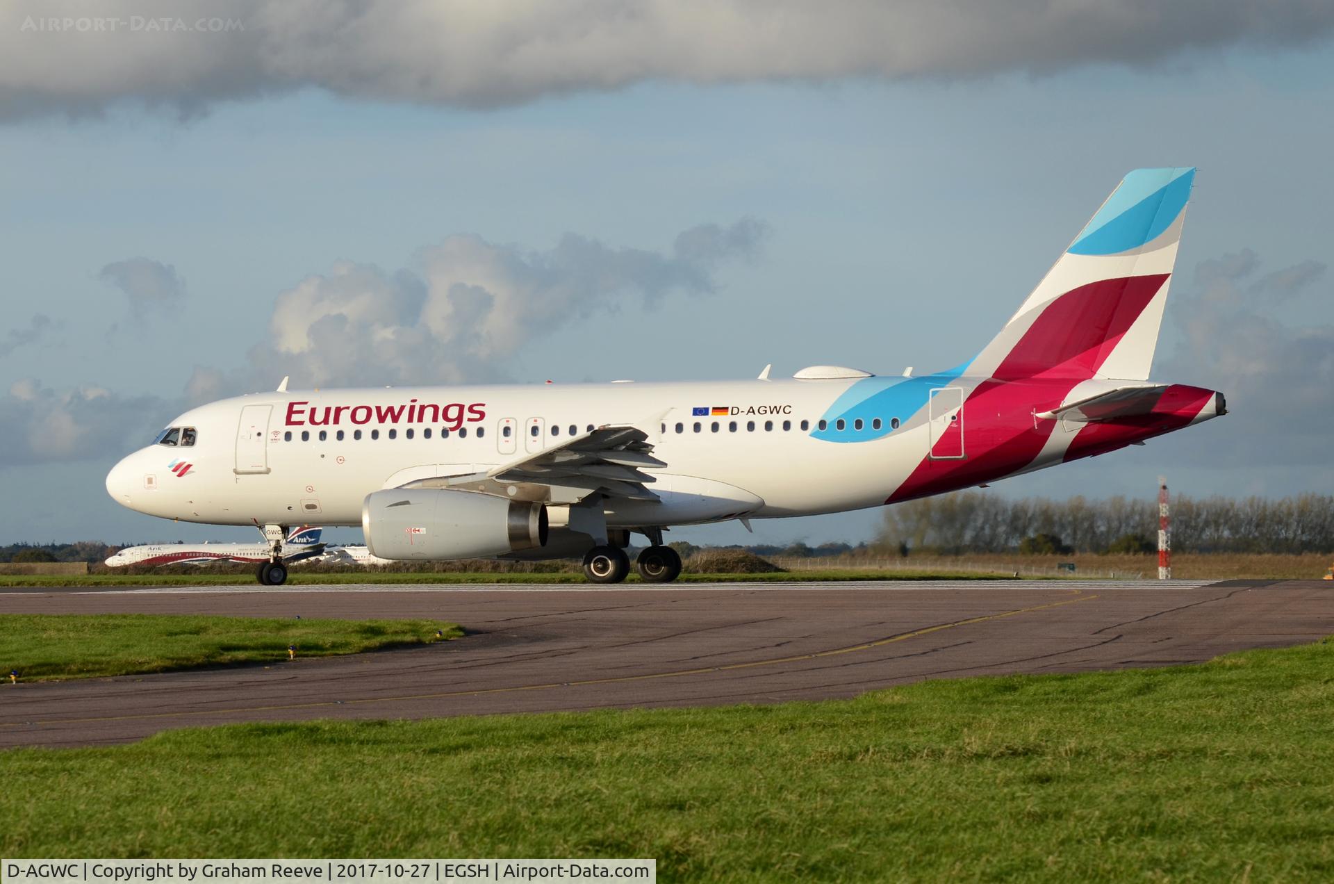 D-AGWC, 2006 Airbus A319-132 C/N 2976, About to depart from Norwich in Eurowings colours.