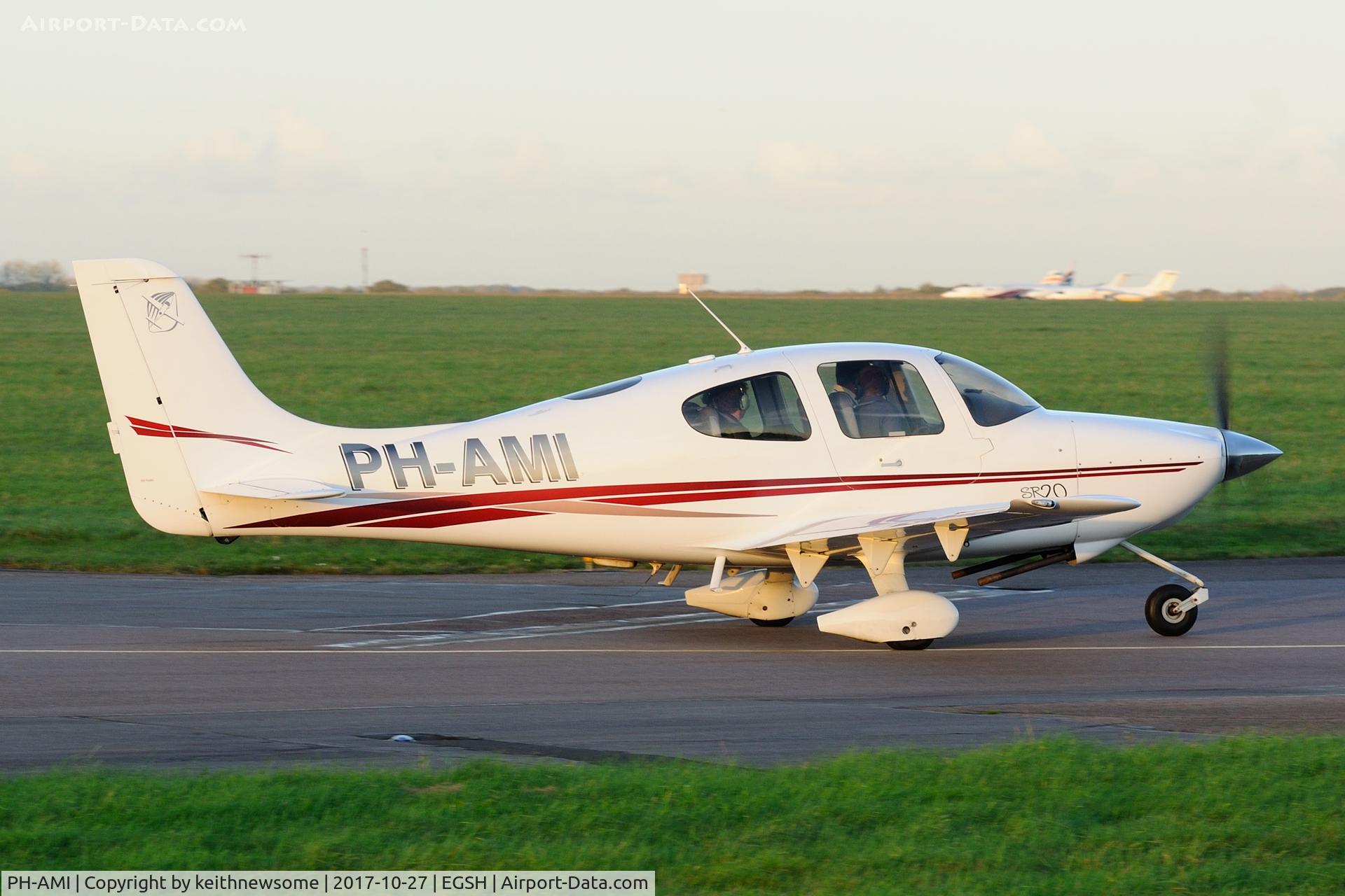 PH-AMI, 2009 Cirrus SR20 C/N 1341, Nice Visitor leaving Norwich.