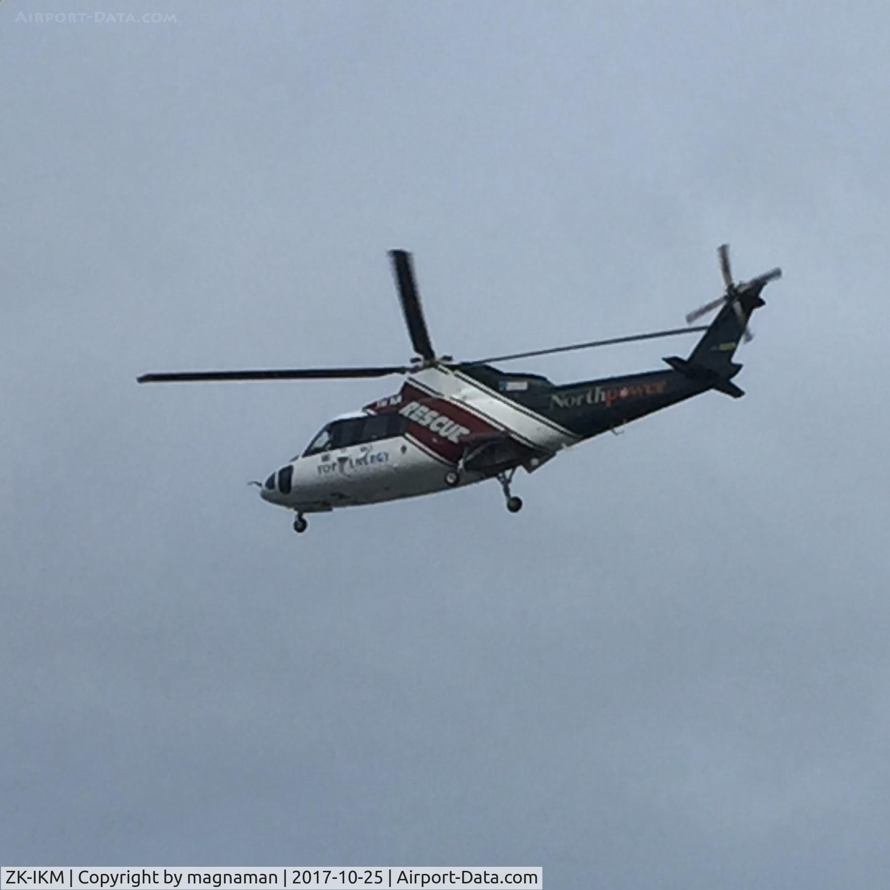 ZK-IKM, Sikorsky S-76A C/N 760106, landing at AKL hospital helipad - from our hospital ward window