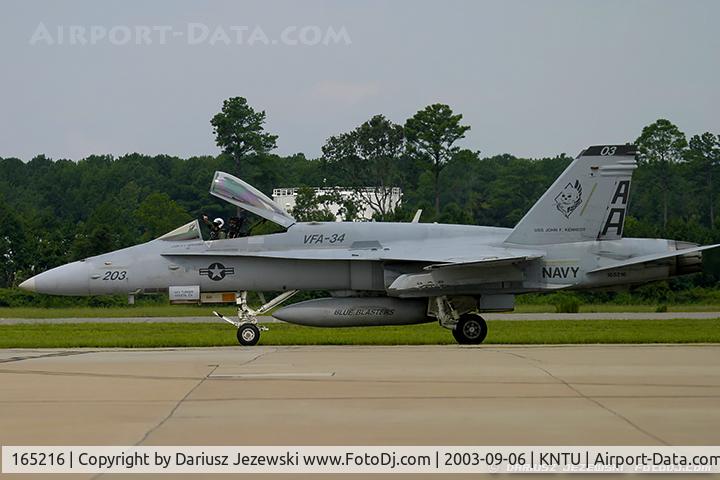 165216, McDonnell Douglas F/A-18C Hornet C/N 1394, F/A-18C Hornet 165216 AA-203 from VFA-34 