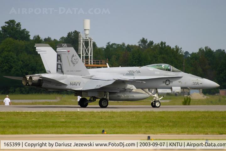 165399, McDonnell Douglas F/A-18C Hornet C/N 1402/C456, F/A-18C Hornet 165399 AA-206 from VFA-34 'Blue Blasters' NAS Oceana, VA