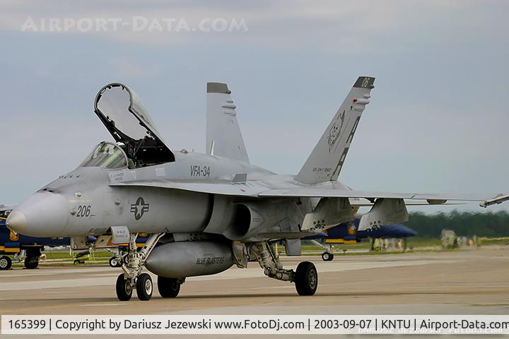 165399, McDonnell Douglas F/A-18C Hornet C/N 1402/C456, F/A-18C Hornet 165399 AA-206 from VFA-34 'Blue Blasters' NAS Oceana, VA
