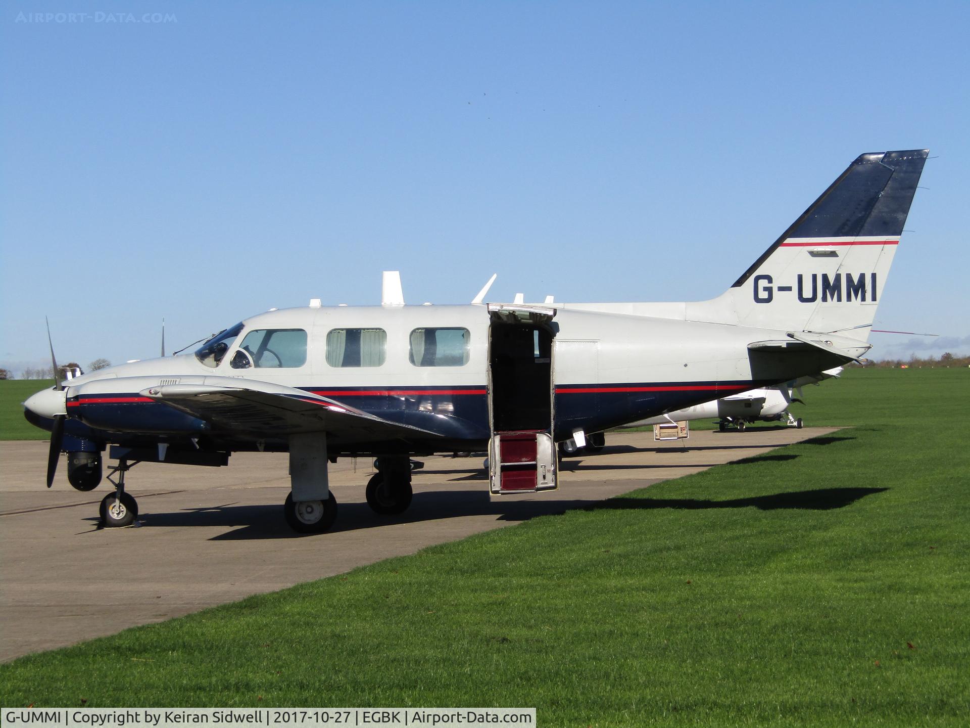 G-UMMI, 1979 Piper PA-31-310 Navajo Navajo C/N 31-7912060, On lease to the RAF hence the surveillance dome just under the nose!