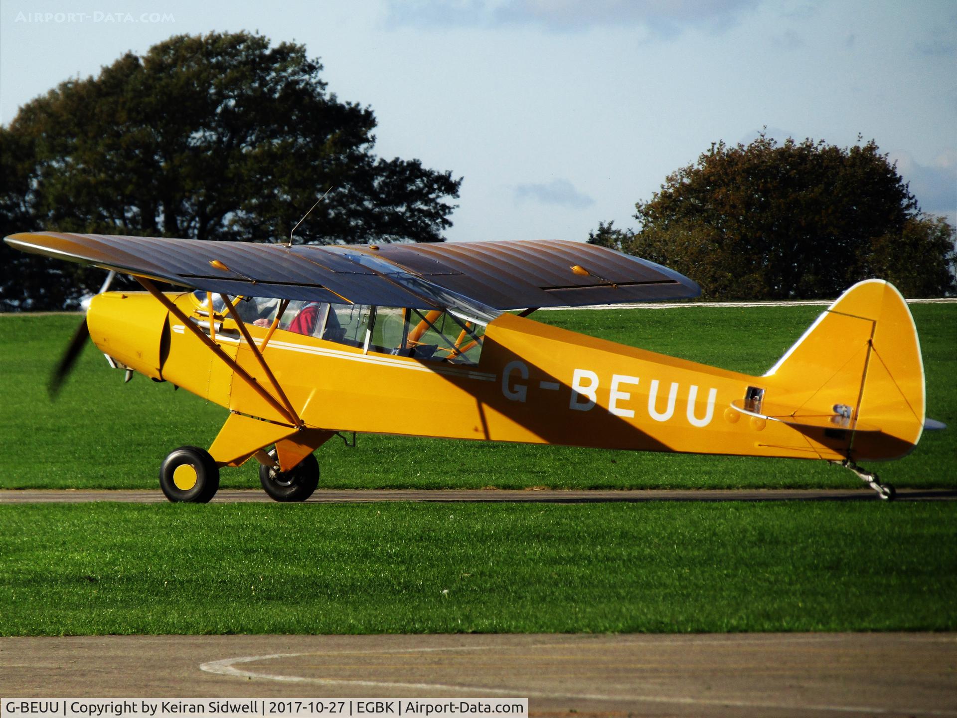 G-BEUU, 1951 Piper L-18C Super Cub (PA-18-95) C/N 18-1551, Departing Sywell Aerodrome!