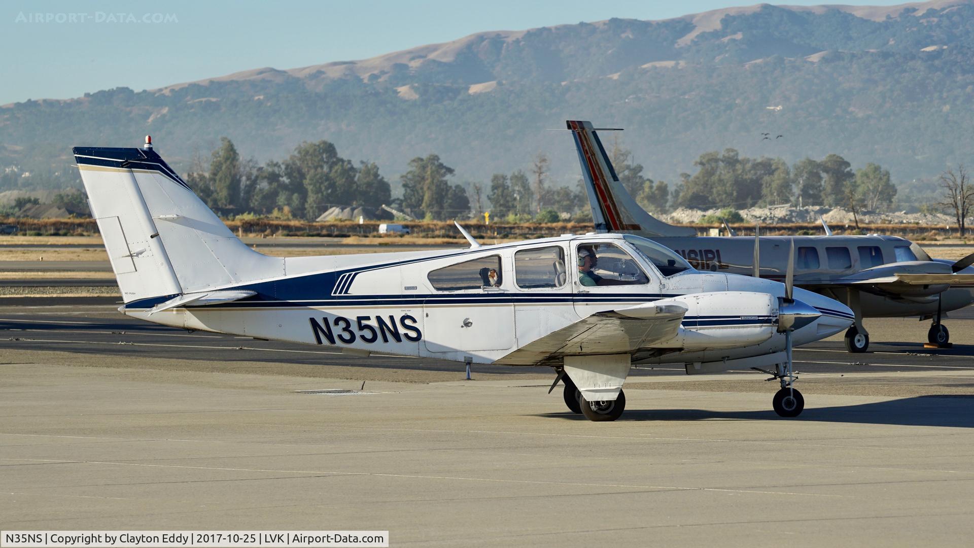 N35NS, 1975 Beech B-55 C/N TC-1827, Livermore Airport California 2017.
