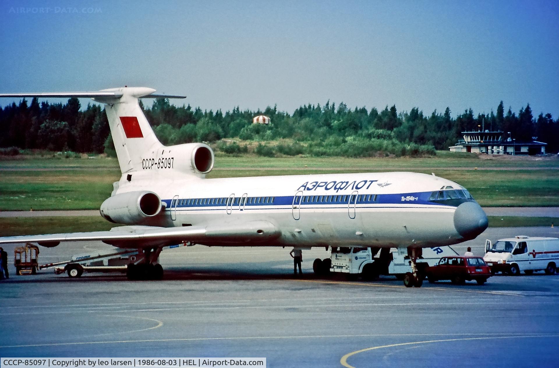 CCCP-85097, 1975 Tupolev Tu-154B-1 C/N 75A075, Helsinki 3.8.1986