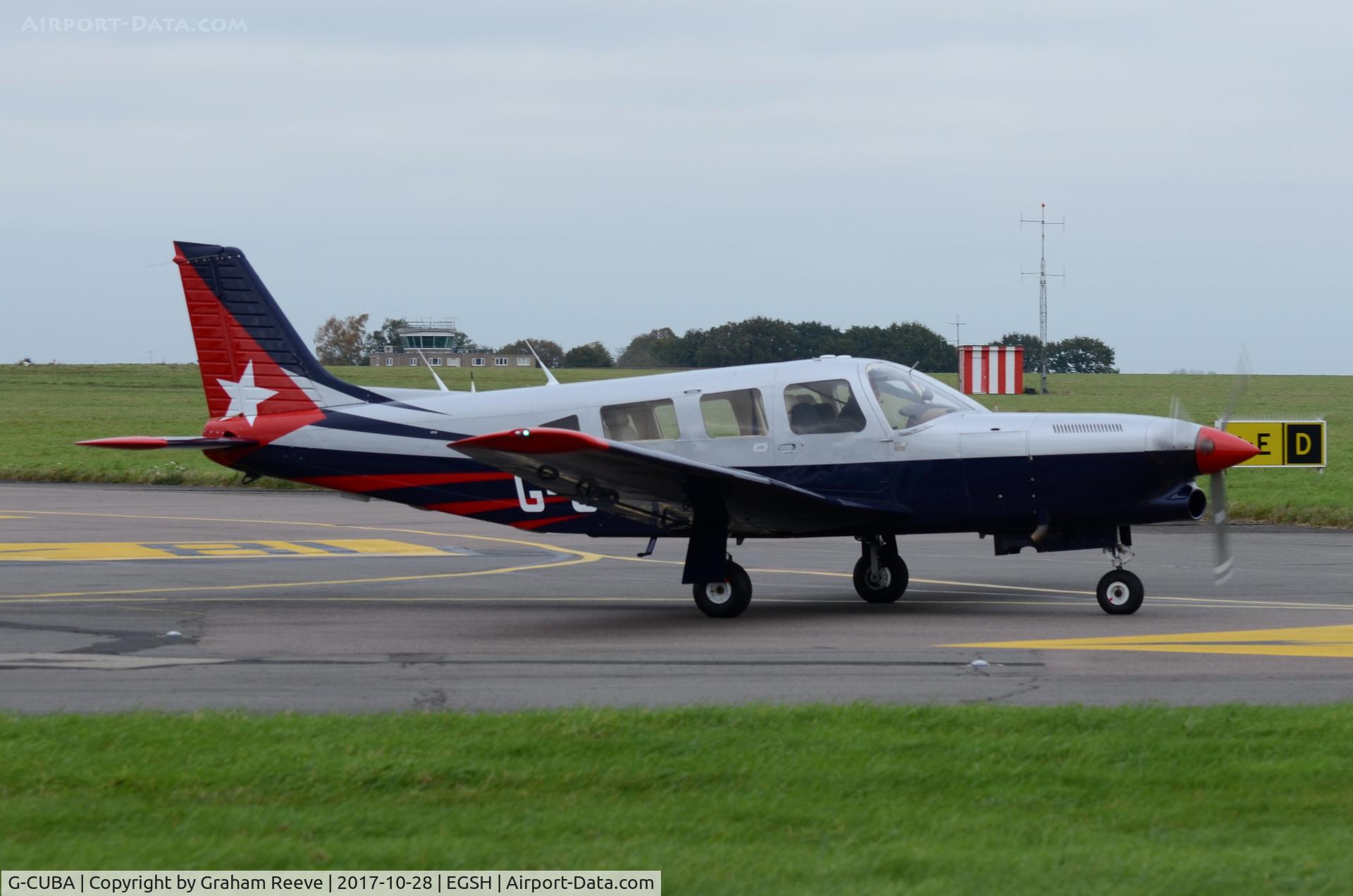 G-CUBA, 1980 Piper PA-32R-301T Turbo Saratoga C/N 32R-8029090, Departing from Norwich.