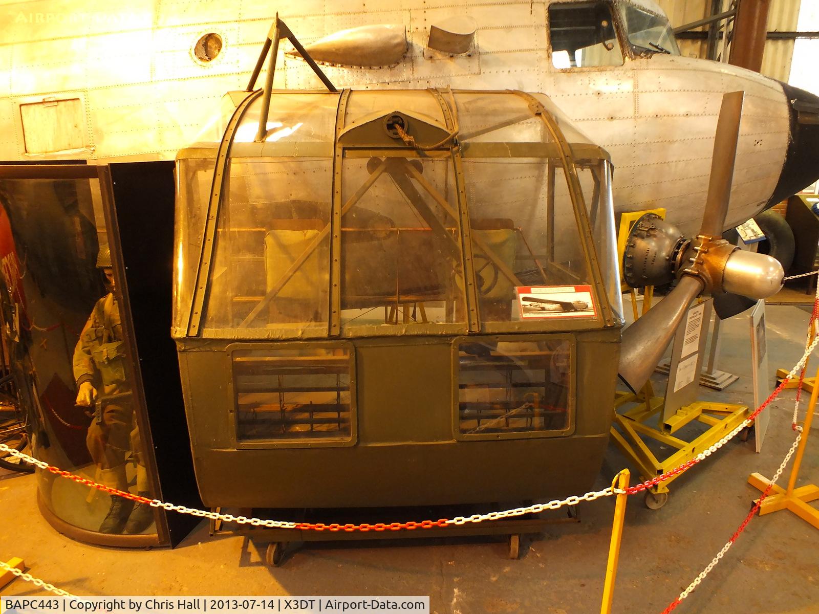 BAPC443, WACO CG-4A Hadrian Cockpit Reproduction C/N BAPC.443, Waco Hadrian cockpit replica used in film 'Saving Private Ryan' preserved at the South Yorkshire Aircraft Museum, AeroVenture, Doncaster