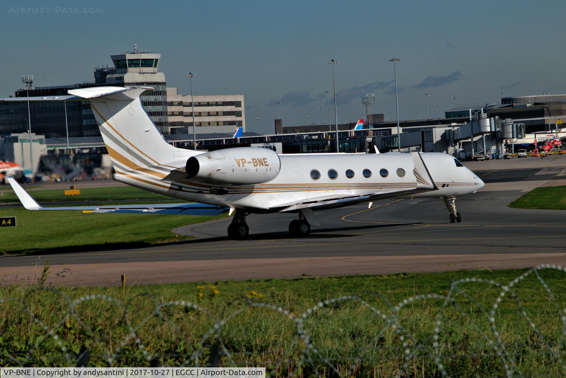 VP-BNE, 2005 Gulfstream Aerospace GV-SP (G550) C/N 5051, just left the [FBO exc ramp]