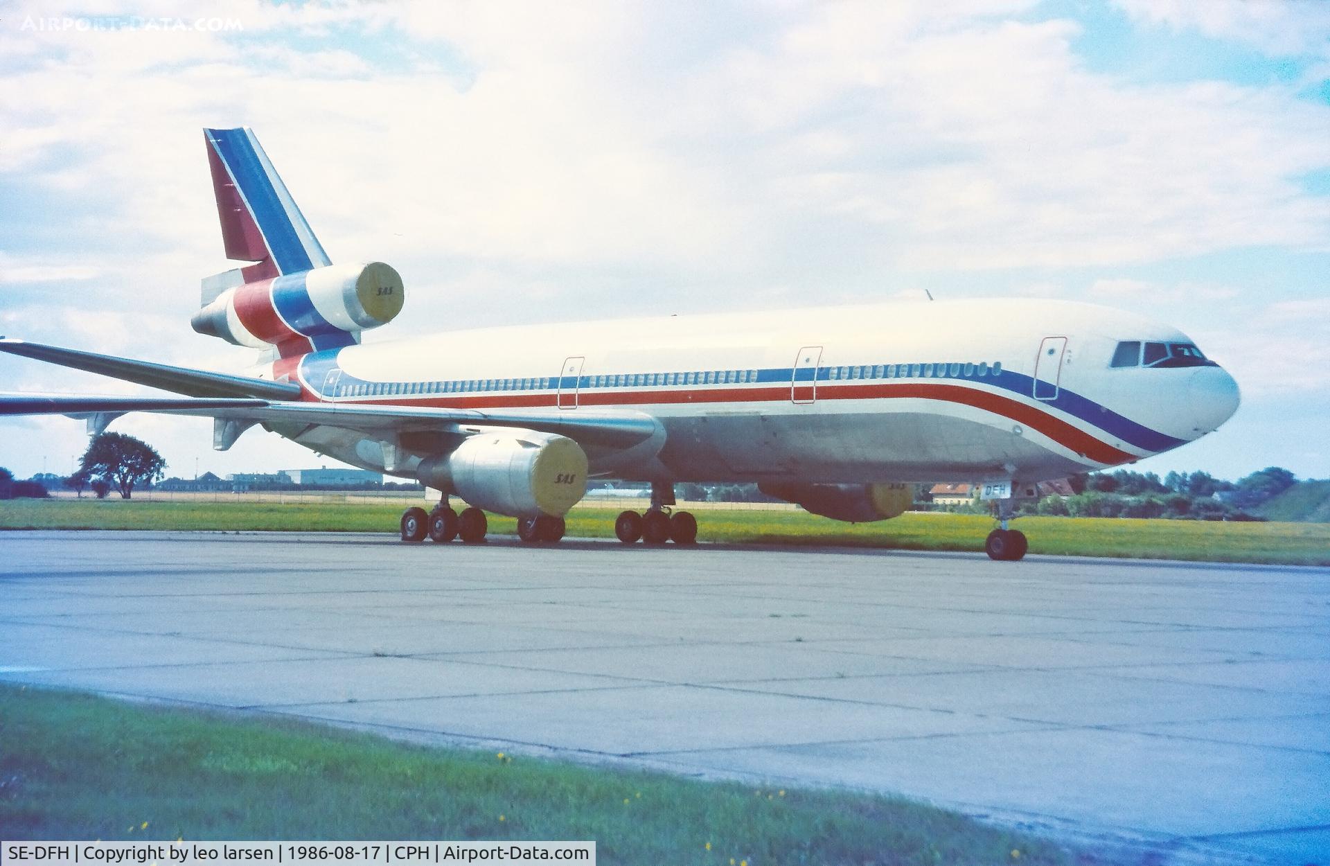 SE-DFH, 1976 McDonnell Douglas DC-10-30 C/N 46954, Copenhagen 17.8.1986 in ex LAN-Chile c/s.