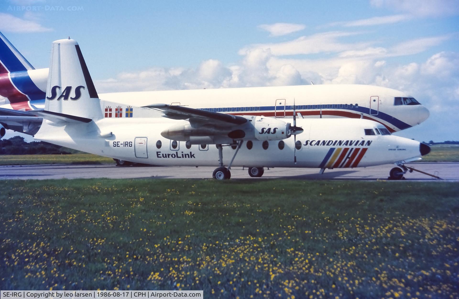 SE-IRG, 1968 Fokker F.27-600 Friendship C/N 10387, Copenhagen 17.8.1986