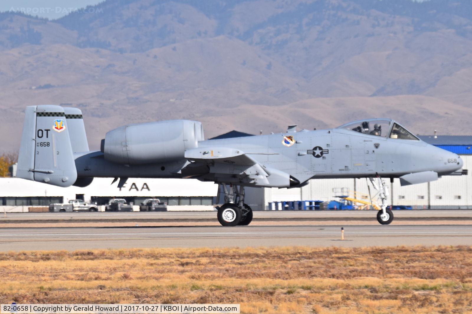 82-0658, 1982 Fairchild Republic A-10C Thunderbolt II C/N A10-0706, Take off roll on RWY 10R. 53rd Wing, 422nd T&E Squadron, Nellis AFB, NV.
