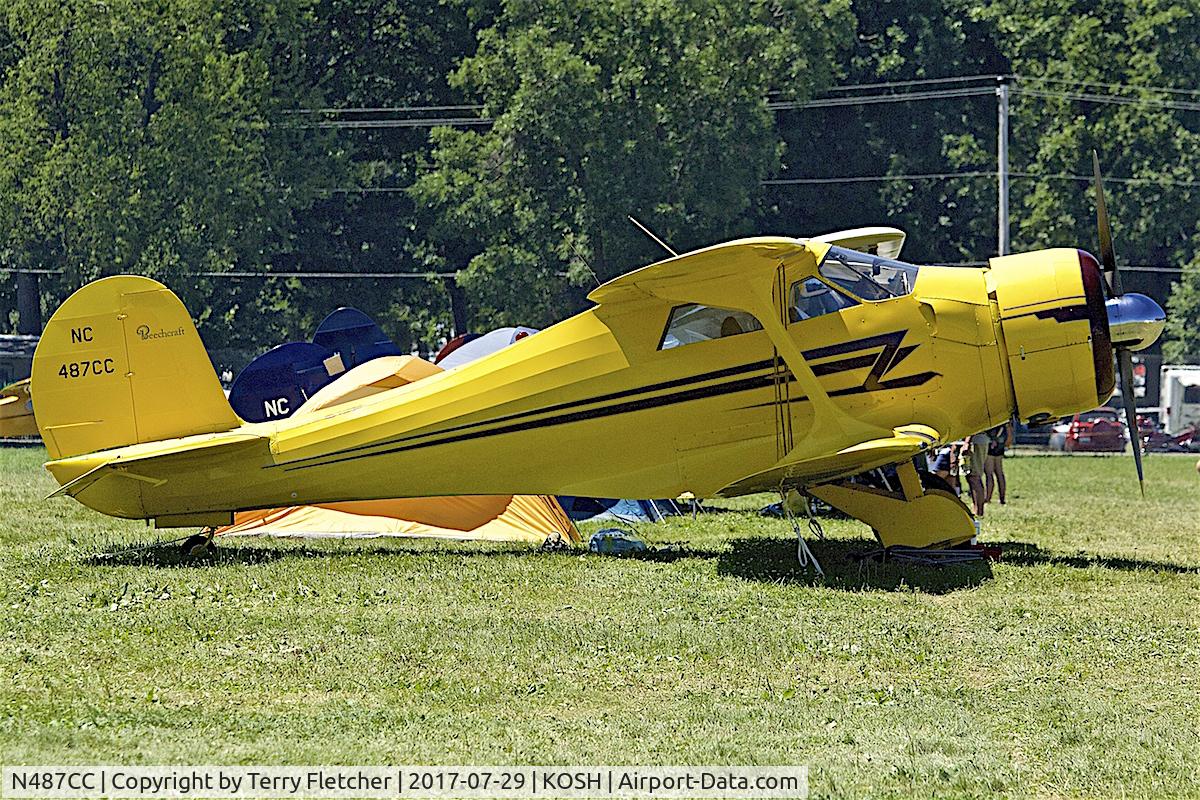 N487CC, 1943 Beech D17S Staggerwing C/N 4837, at 2017 EAA AirVenture at Oshkosh