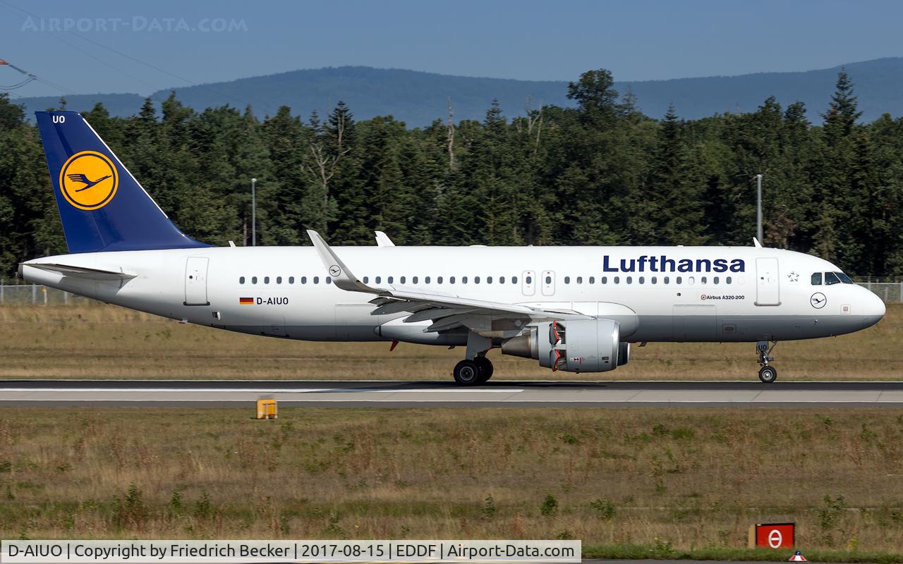 D-AIUO, 2015 Airbus A320-214 C/N 6636, decelerating after touchdown on RW07L