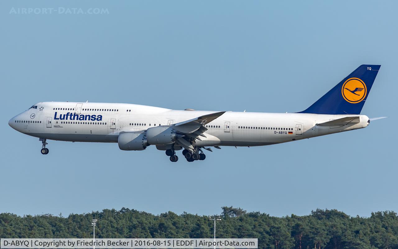 D-ABYQ, 2014 Boeing 747-830 C/N 37840, on final RW07R
