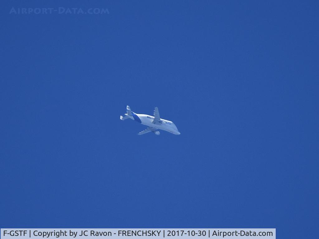 F-GSTF, 2000 Airbus A300B4-608ST Super Transporter C/N 796, overflying Bordeaux city; flight level 300, BGA163F Madrid Getafe to Hambourg