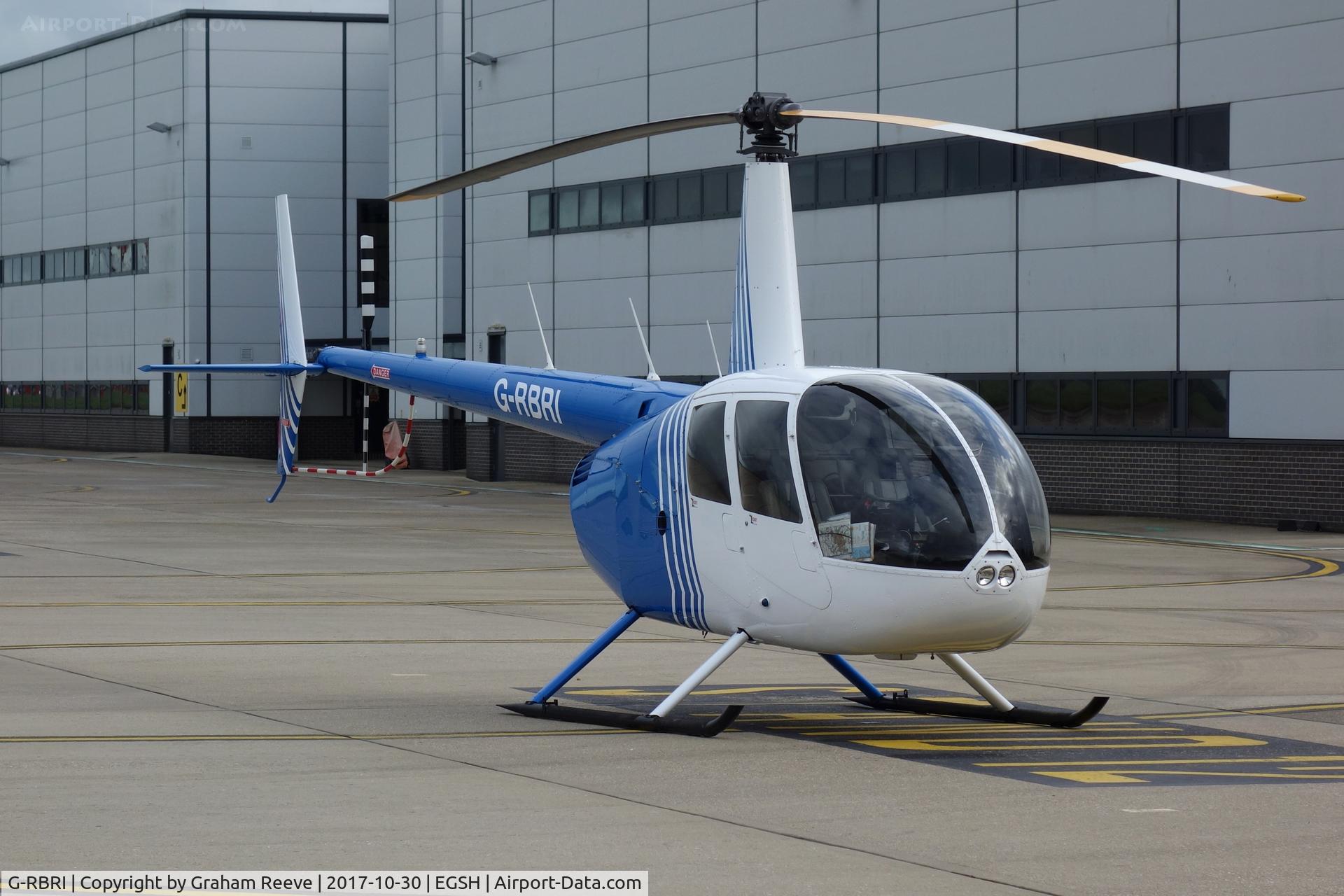 G-RBRI, 2007 Robinson R44 Raven II C/N 11963, Parked at Norwich.