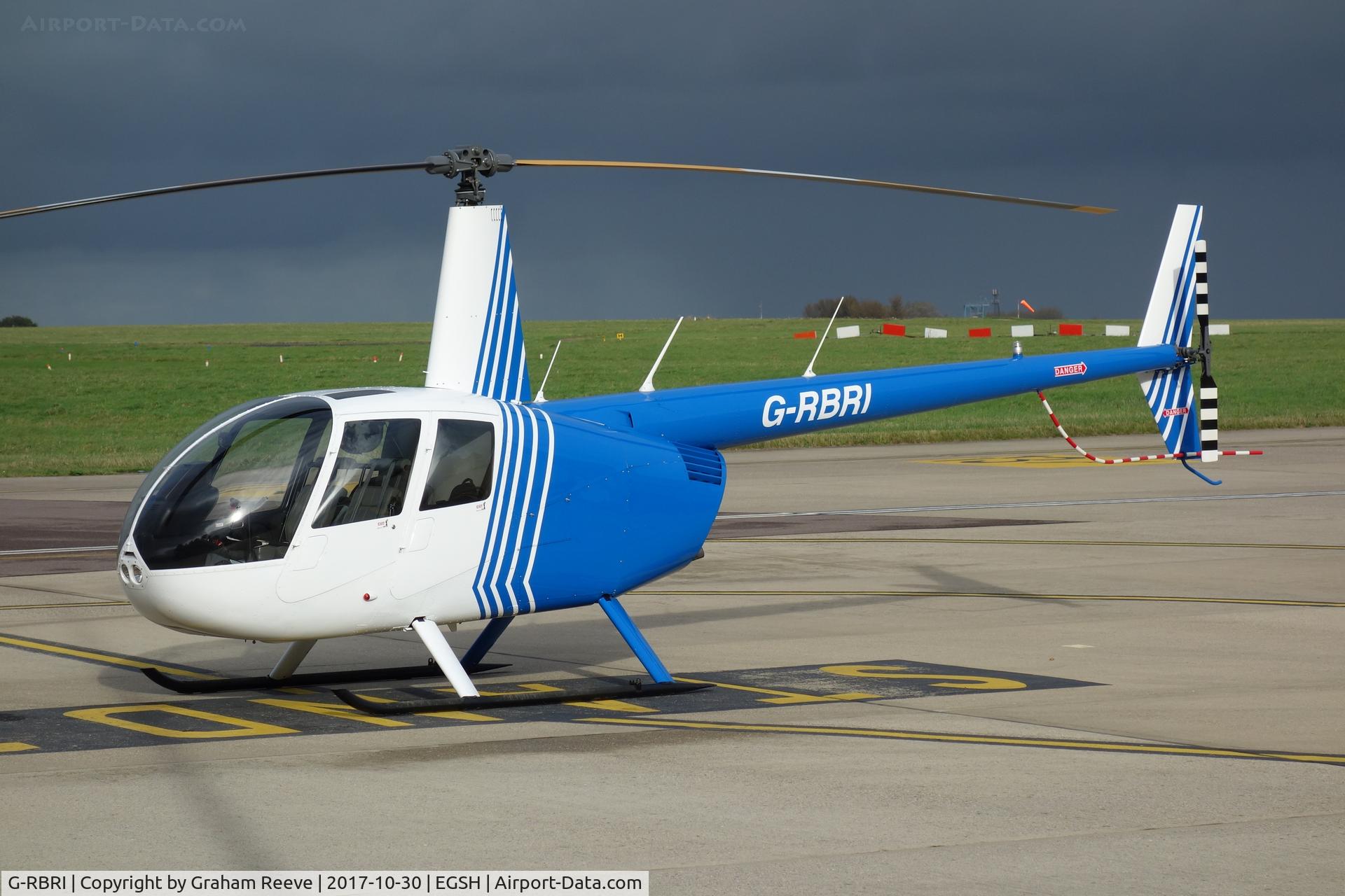 G-RBRI, 2007 Robinson R44 Raven II C/N 11963, Parked at Norwich.