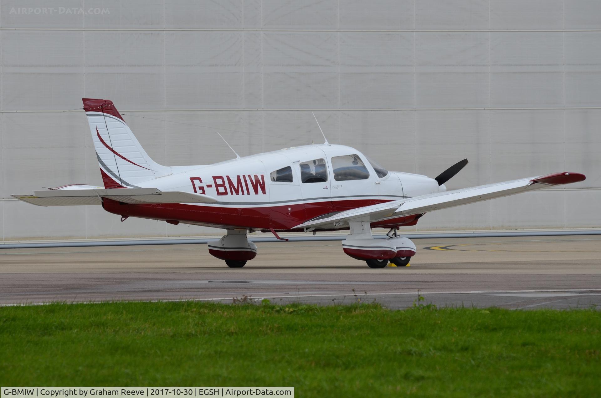 G-BMIW, 1981 Piper PA-28-181 Cherokee Archer II C/N 28-8190093, Parked at Norwich.