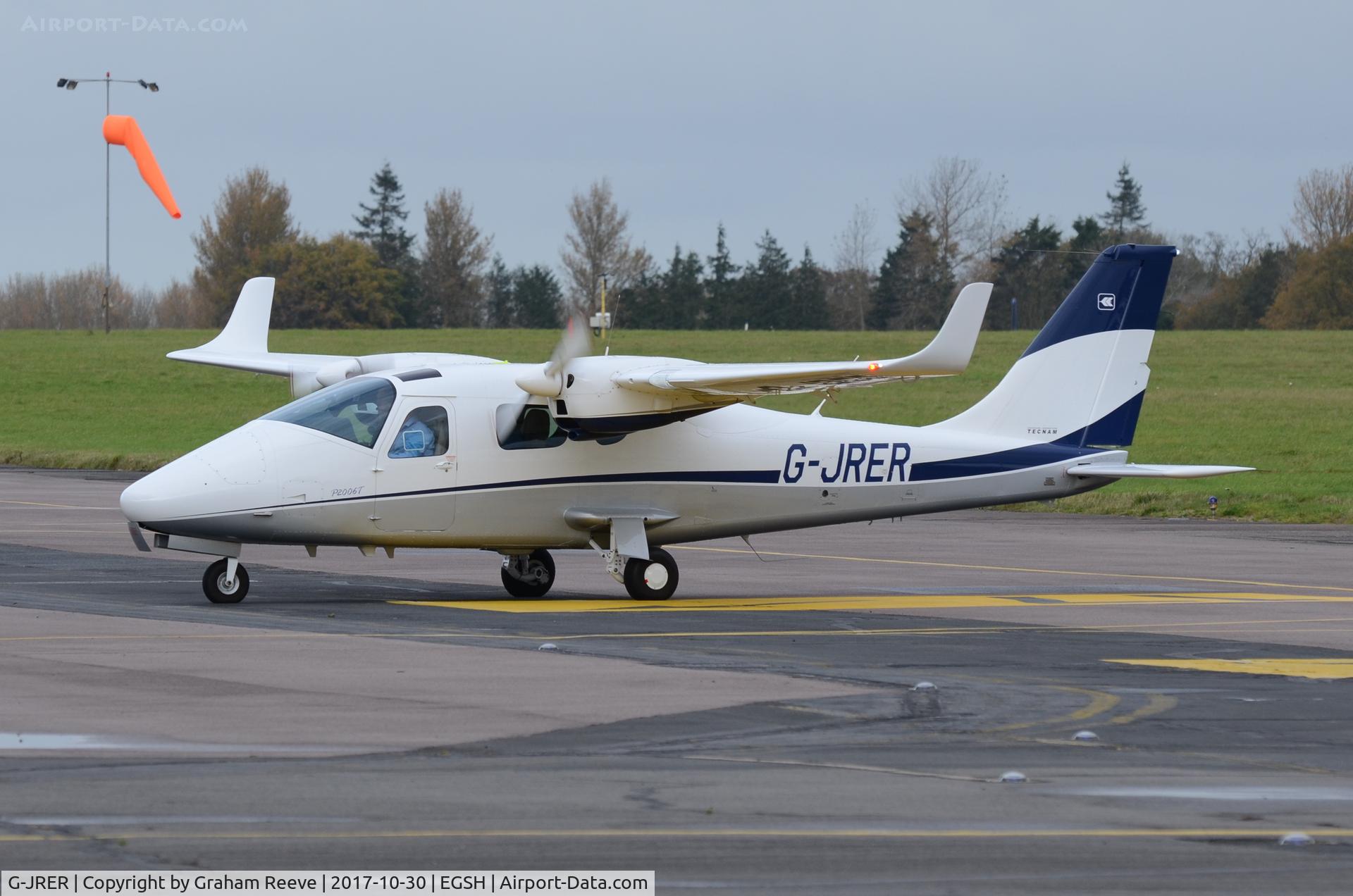 G-JRER, 2017 Tecnam P-2006T C/N 194, Just landed at Norwich.