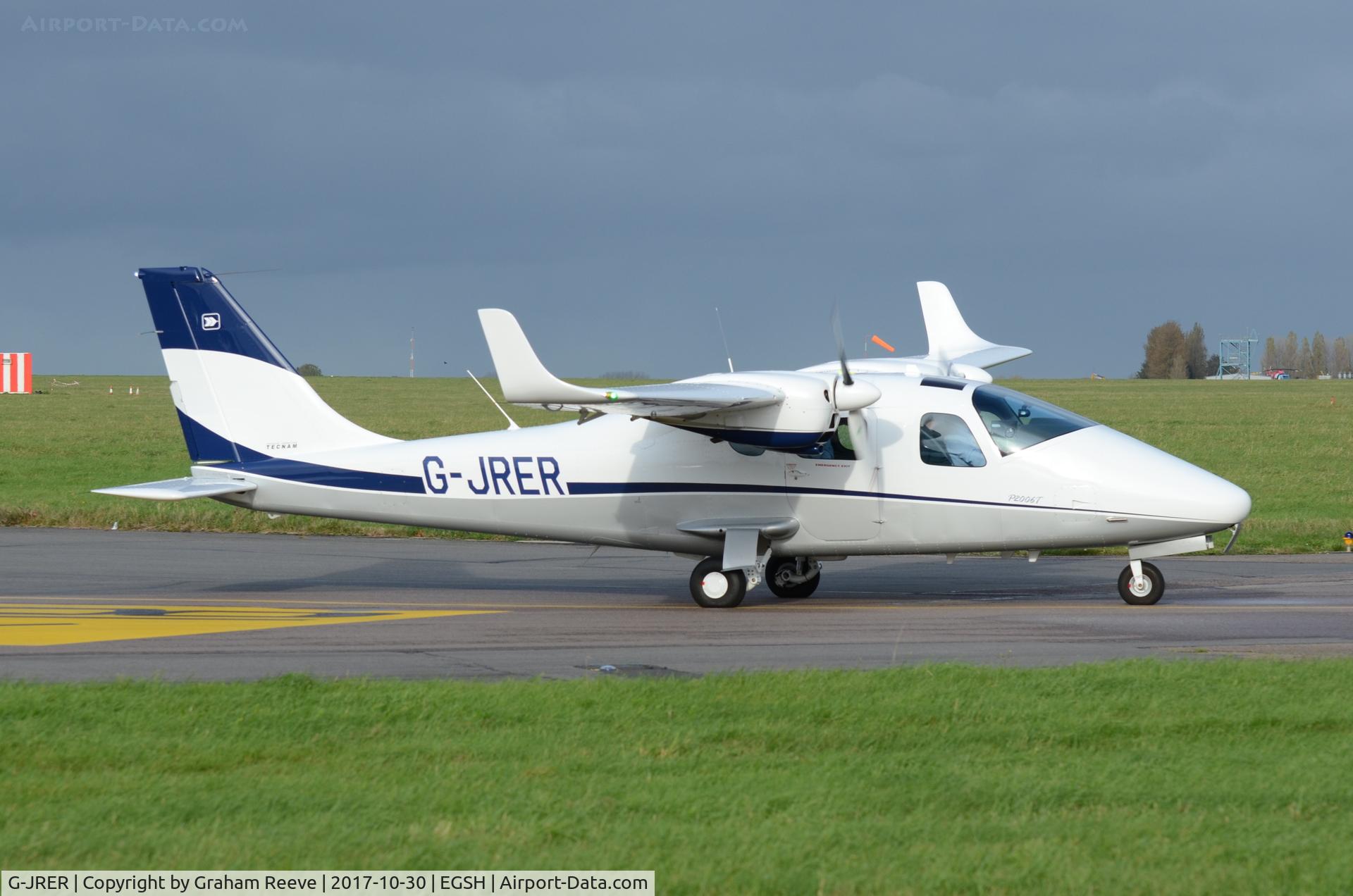 G-JRER, 2017 Tecnam P-2006T C/N 194, Departing from Norwich.