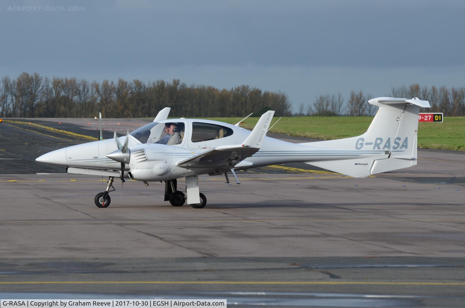 G-RASA, 2006 Diamond DA-42 Twin Star C/N 42.144, Just landed at Norwich.