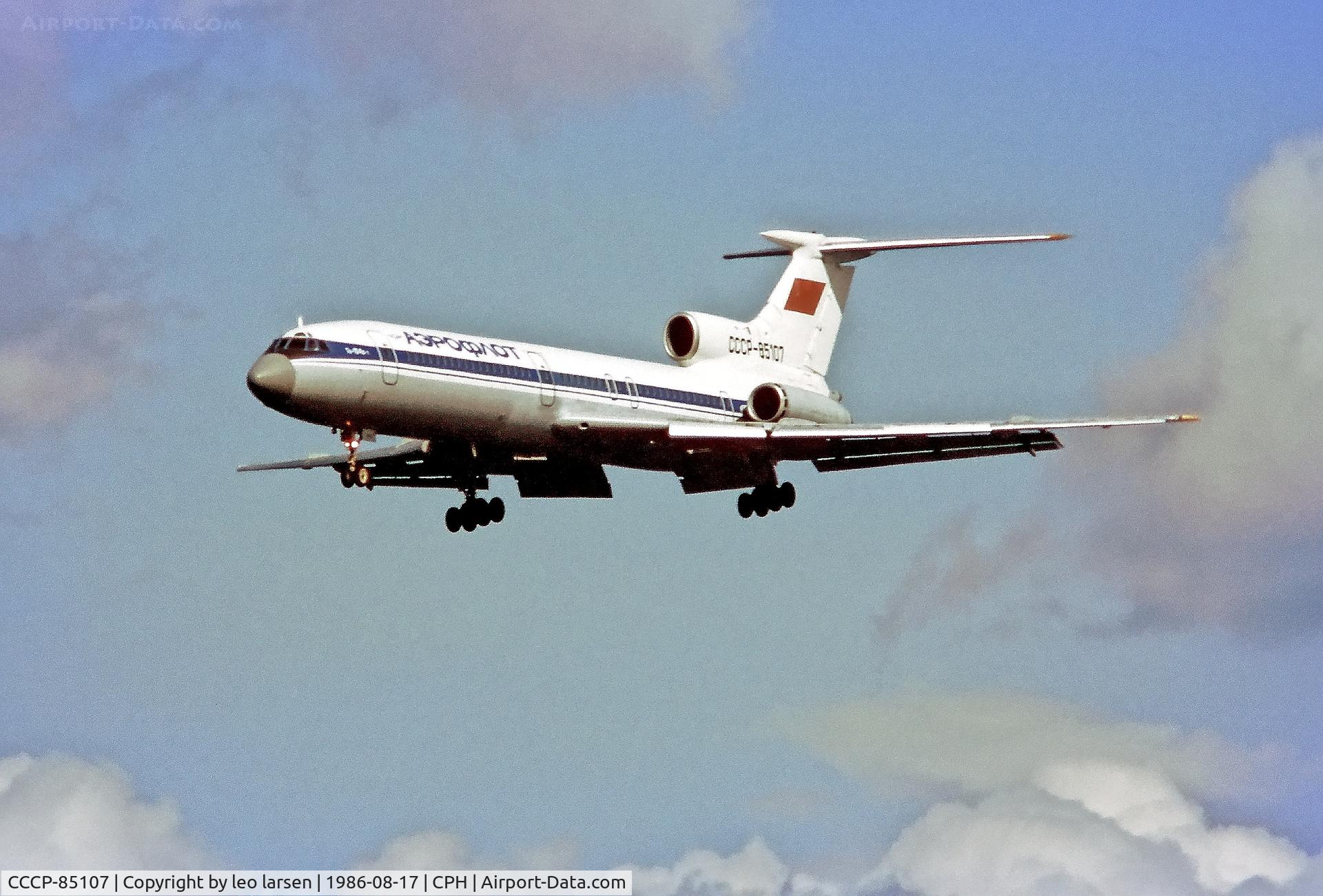 CCCP-85107, 1975 Tupolev Tu-154B-1 C/N 75A107, Copenhagen 17.8.1986