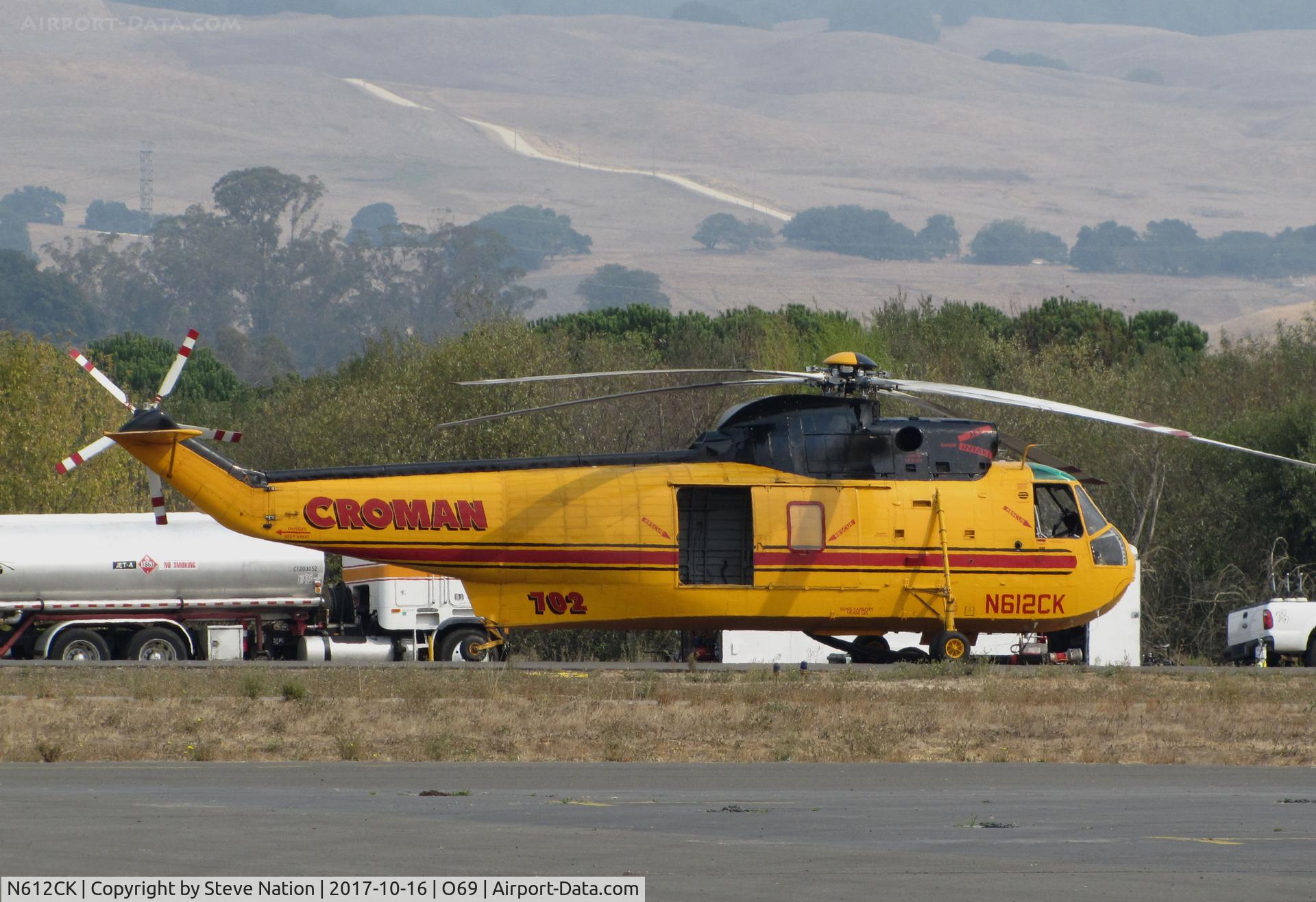 N612CK, 1962 Sikorsky SH-3H Sea King (S-61) C/N 149713, Croman Corp (White City, OR) 1962 Sikorsky SH-3H Tanker #702 @ Petaluma Municipal Airport, CA temporary home base in support of efforts to control devastating Northern California Oct 2017 wildfires