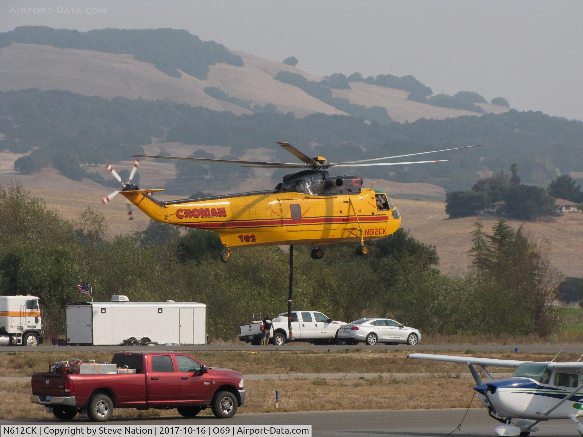 N612CK, 1962 Sikorsky SH-3H Sea King (S-61) C/N 149713, Croman Corp (White City, OR) 1962 Sikorsky SH-3H Tanker #702 @ Petaluma Municipal Airport, CA temporary home base in support of efforts to control devastating Northern California Oct 2017 wildfires