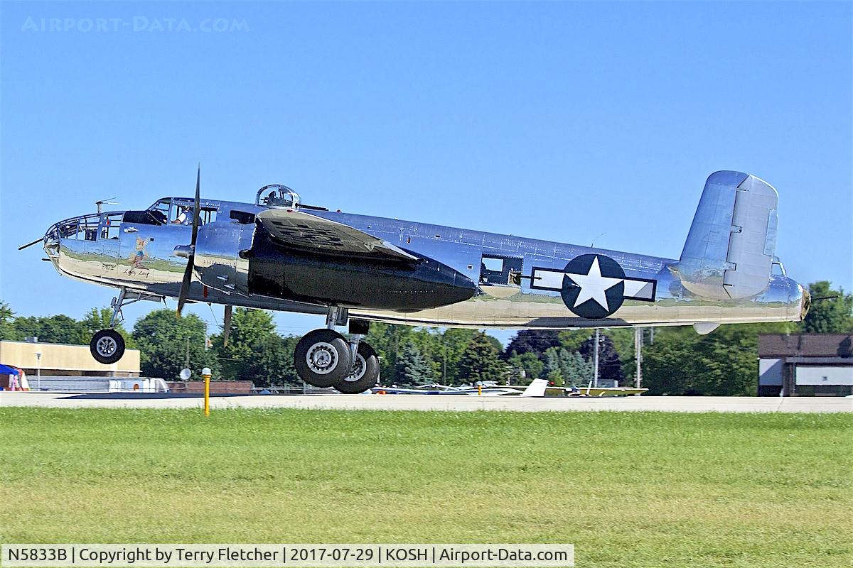 N5833B, 1945 North American B-25J Mitchell Mitchell C/N 108-47735, at 2017 EAA AirVenture at Oshkosh