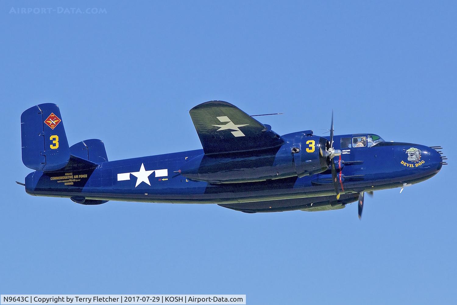 N9643C, 1944 North American B-25J Mitchell Mitchell C/N 108-47512, at 2017 AirVenture at Oshkosh