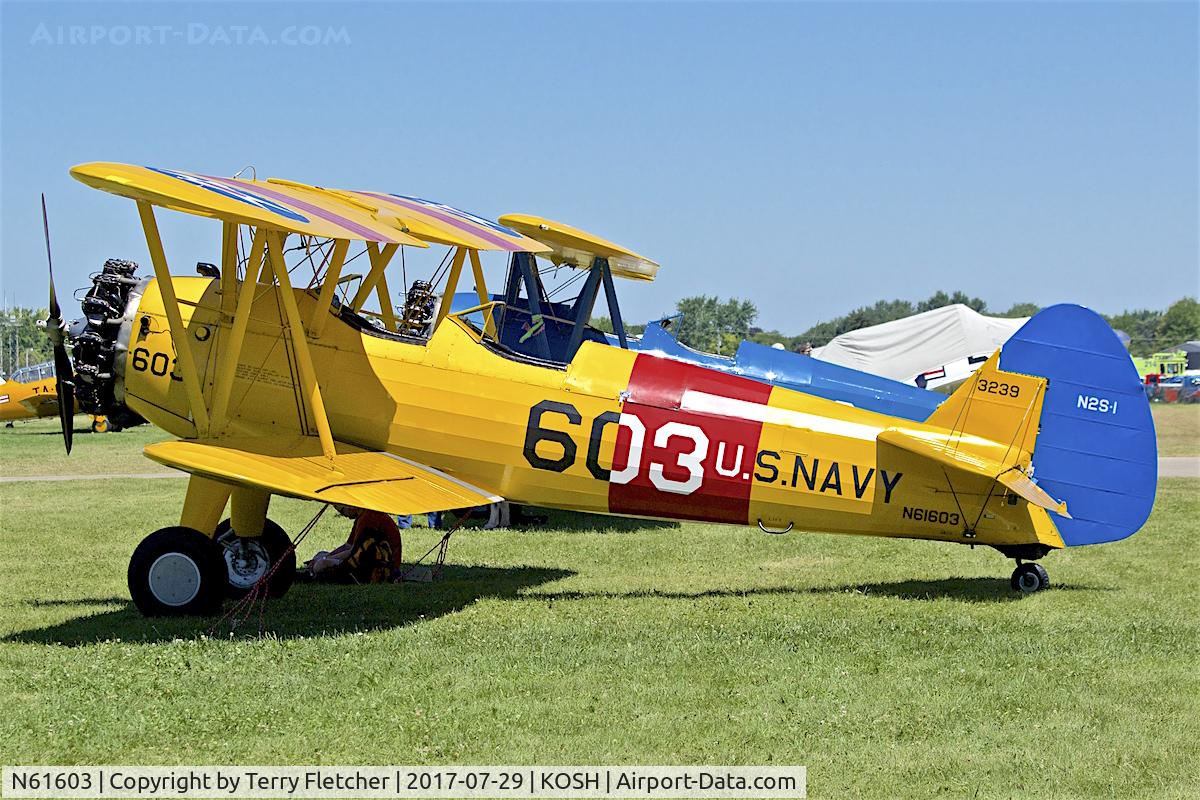 N61603, 1940 Boeing A75N1(PT17) C/N 75-1016, at 2017 AirVenture at Oshkosh
