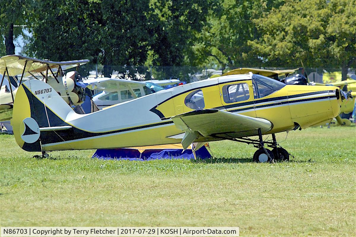 N86703, 1946 Bellanca 14-13 Cruisair Senior C/N 1064, at 2017 AirVenture at Oshkosh