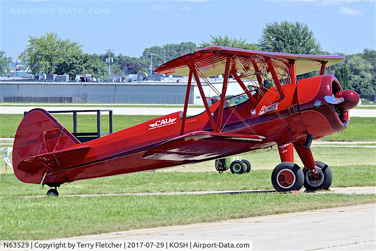 N63529, 1940 Boeing A75N1(PT17) C/N 75-338, at 2017 AirVenture at Oshkosh