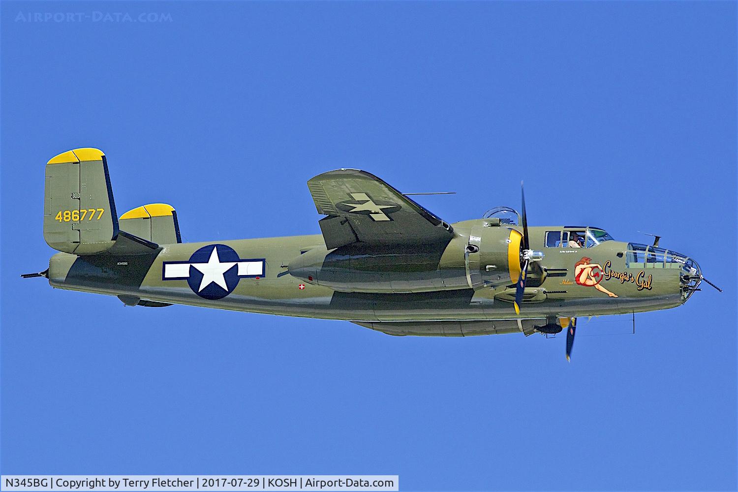 N345BG, 1944 North American TB-25N Mitchell C/N 108-47531, at 2017 AirVenture at Oshkosh
