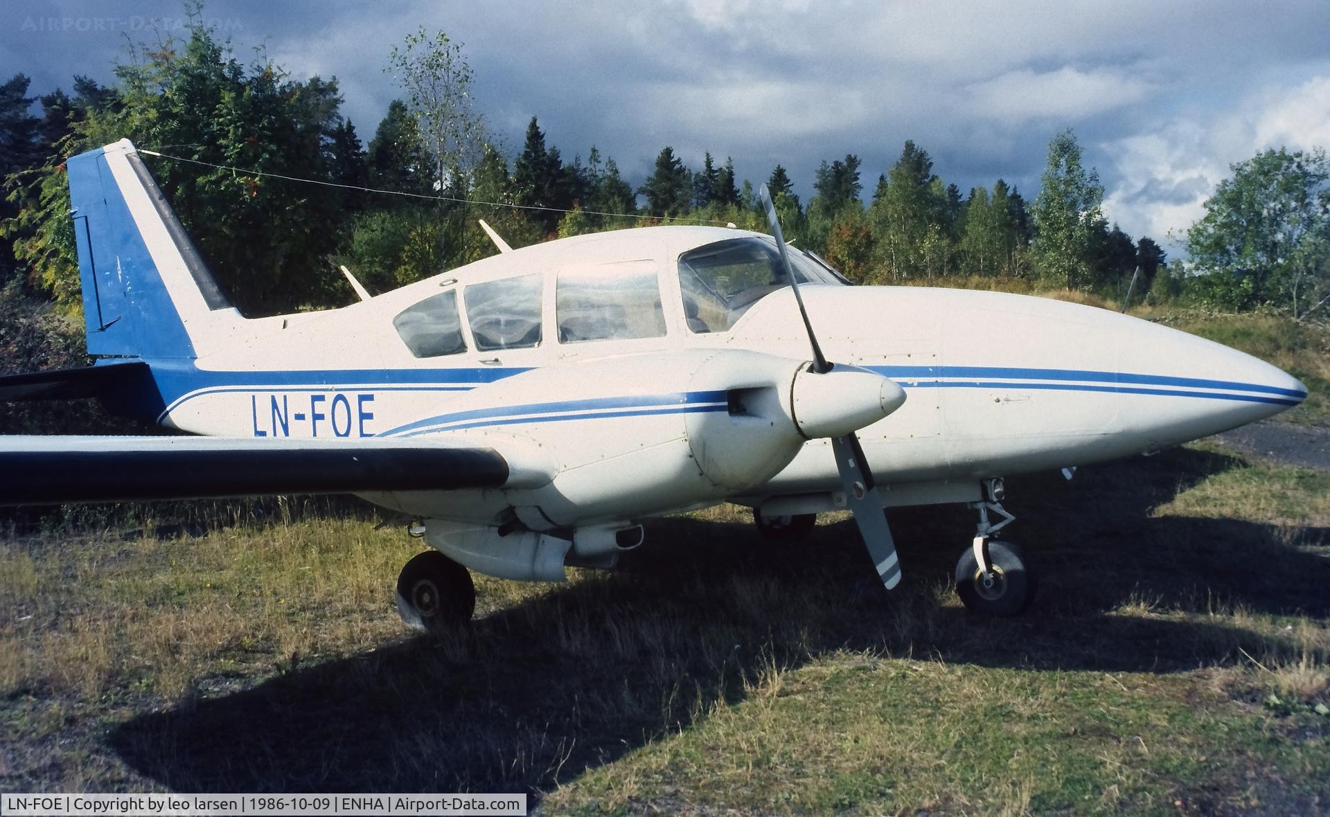 LN-FOE, 1973 Piper PA-23-250 Aztec E C/N 27-7305160, Hamar Norway 10.9.1986