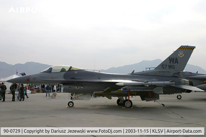 90-0729, 1990 General Dynamics F-16CG Fighting Falcon C/N 1C-337, F-16CG Fighting Falcon 90-0729 WA from 422nd TES 'Green Bats' 57th WG Nellis AFB, NV