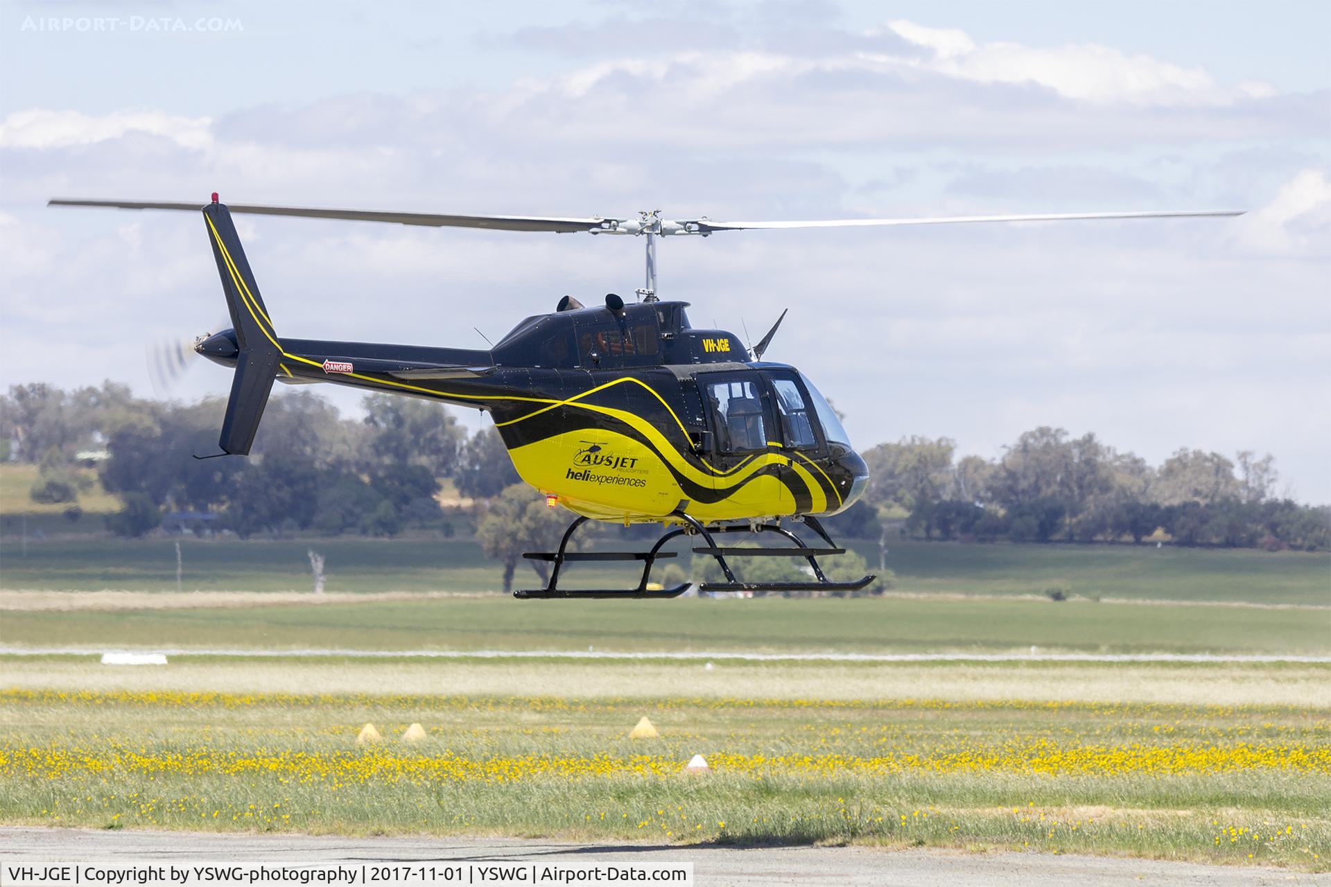 VH-JGE, 1970 Bell 206B (III) C/N 528, Ausjet/Heli Experiences (VH-JGE) Bell 206B Jet Ranger III taking off from Wagga Wagga Airport