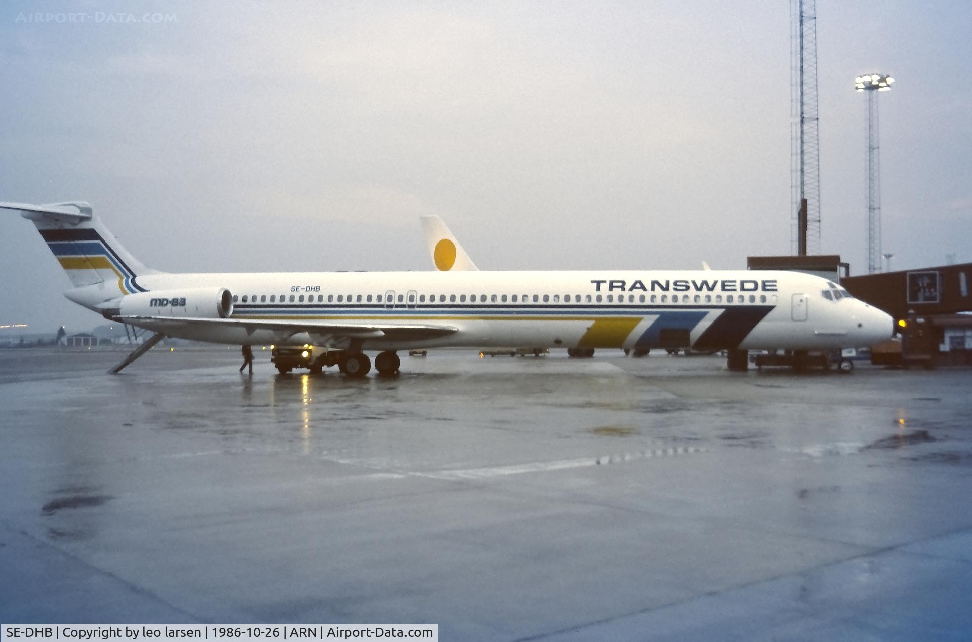 SE-DHB, 1986 McDonnell Douglas MD-83 (DC-9-83) C/N 49396, Stockholm Arlanda 26.10.1986