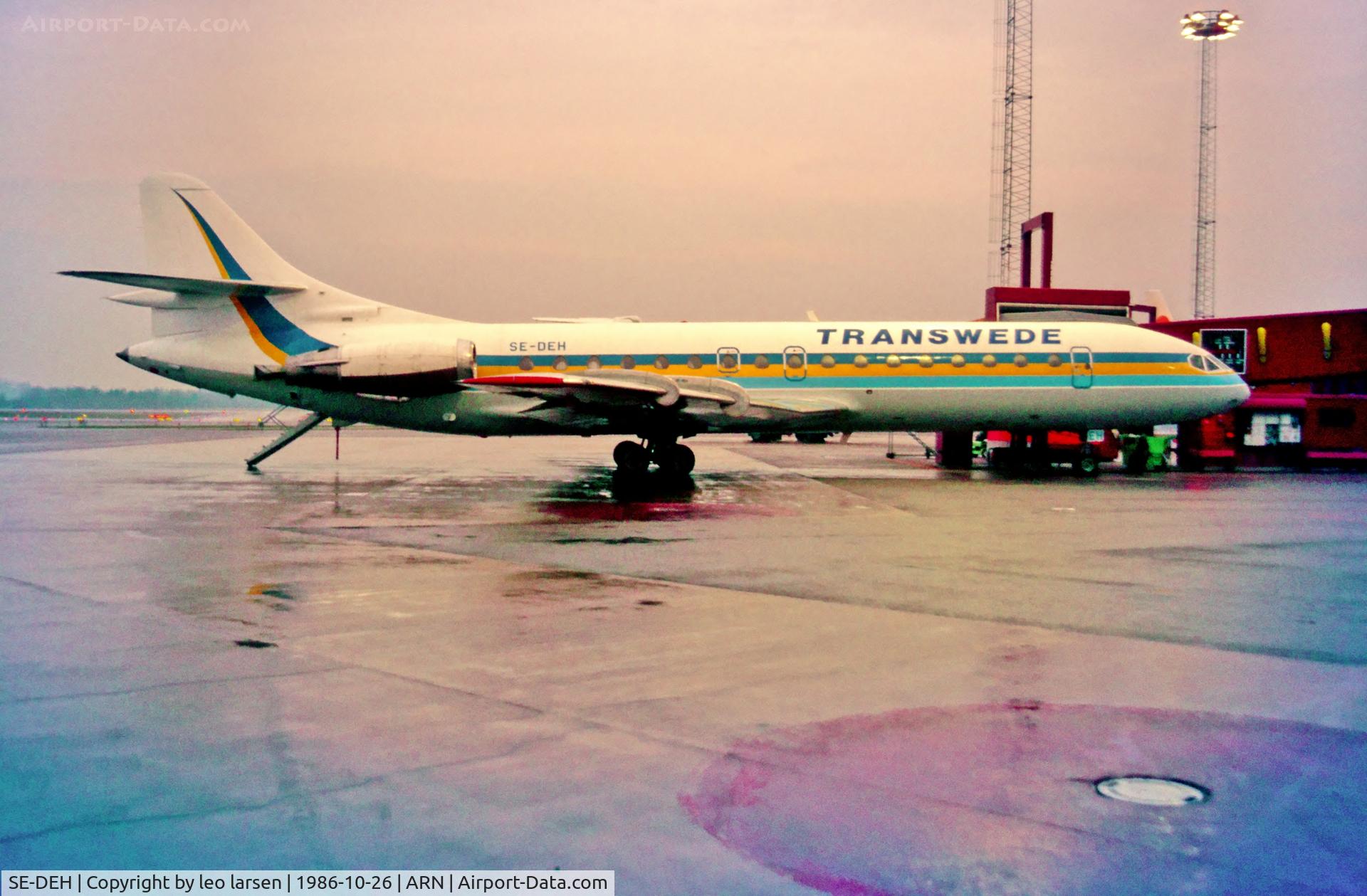 SE-DEH, 1965 Aerospatiale SE-210 Caravelle 10B3 Super B C/N 188, Stockholm Arlanda 26.10.1986