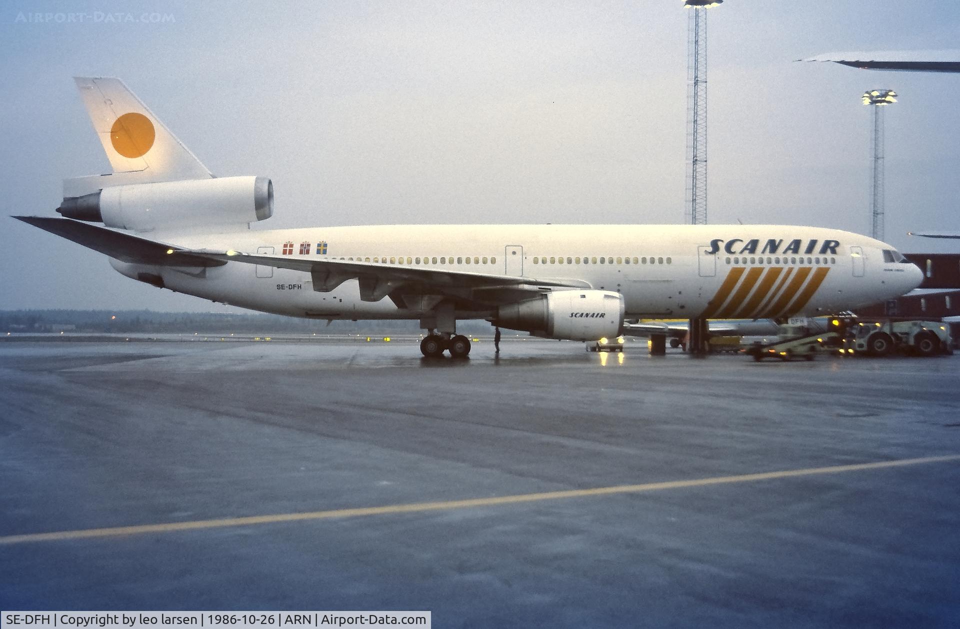SE-DFH, 1976 McDonnell Douglas DC-10-30 C/N 46954, Stockholm Arlanda 26.10.1986