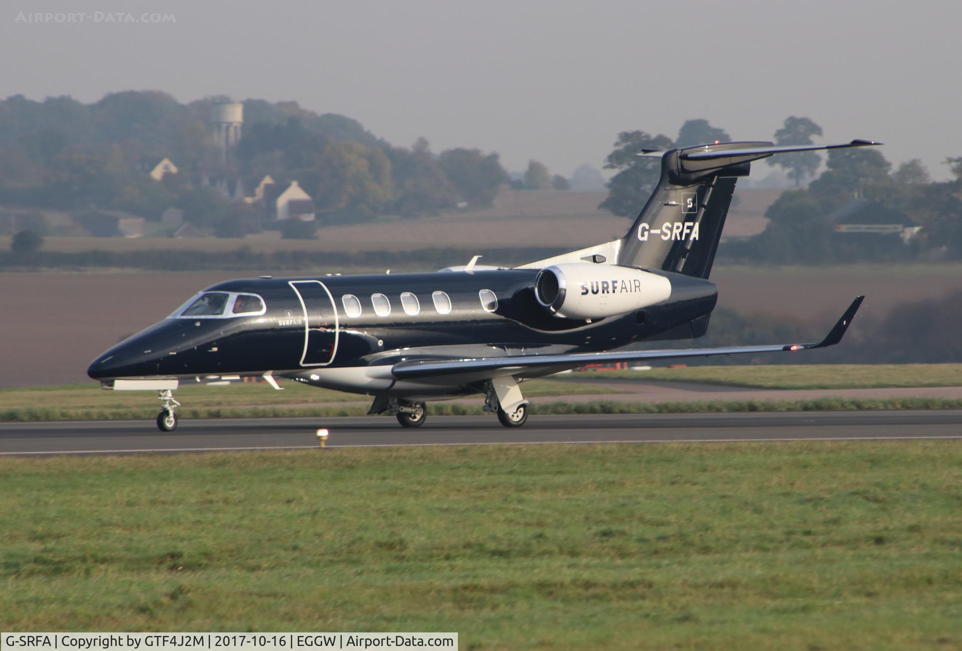 G-SRFA, 2015 Embraer EMB-505 Phenom 300 C/N 50500300, G-SRFA at Luton 16.10.17