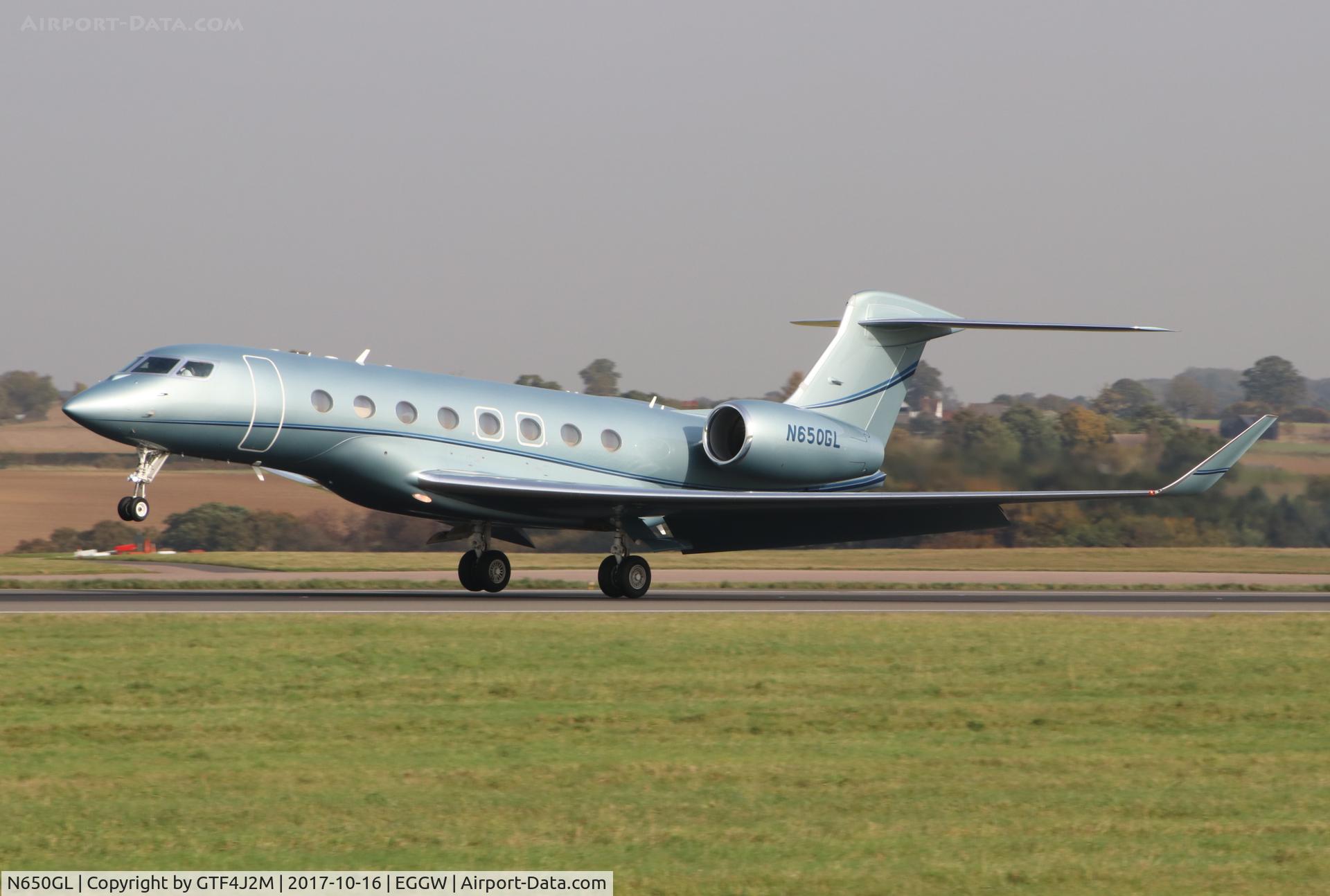 N650GL, 2013 Gulfstream Aerospace G650 (G-VI) C/N 6054, N650GL at Luton 16.10.17