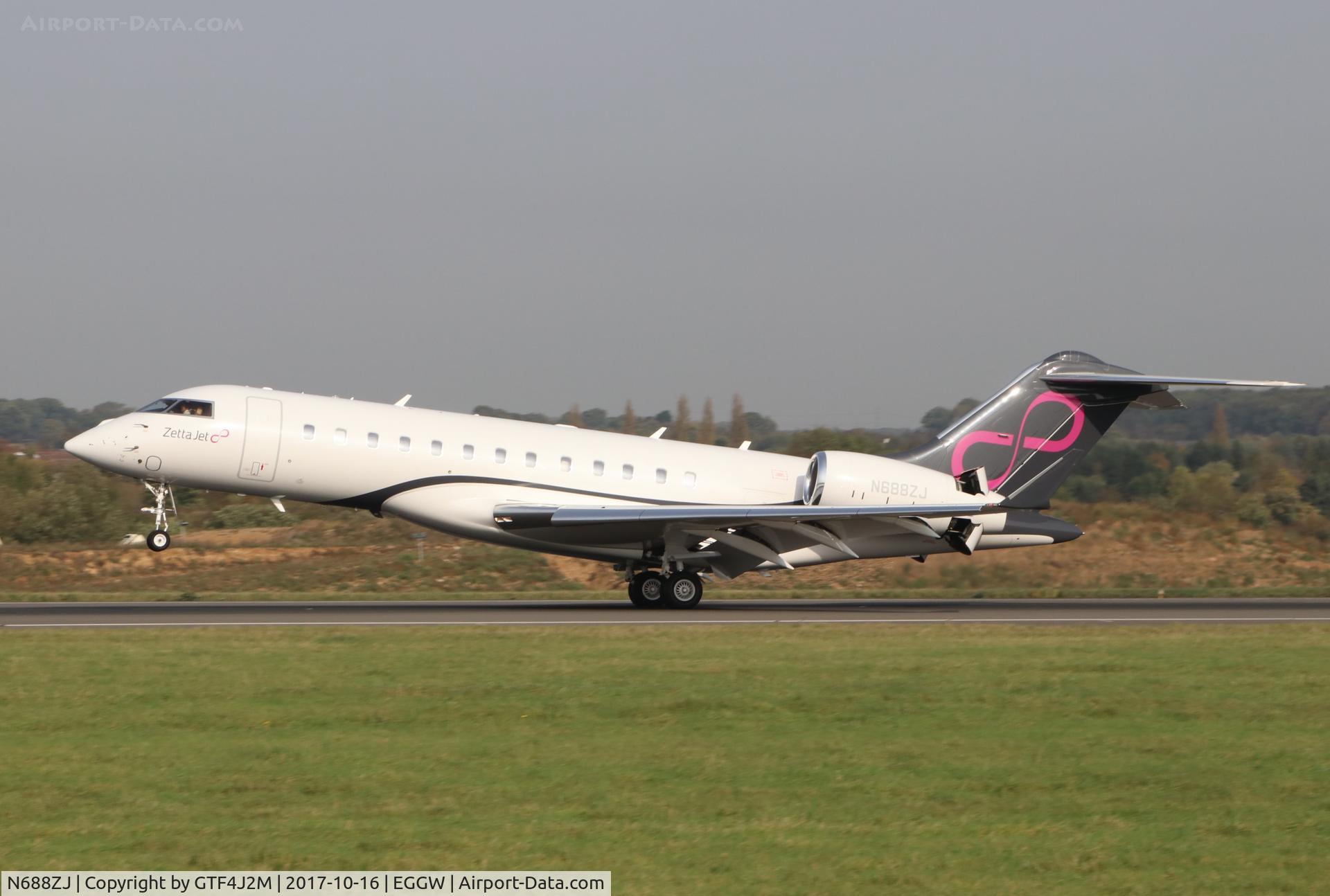 N688ZJ, 2015 Bombardier BD-700-1A10 Global 6000 C/N 9688, N688ZJ at Luton 16.10.17