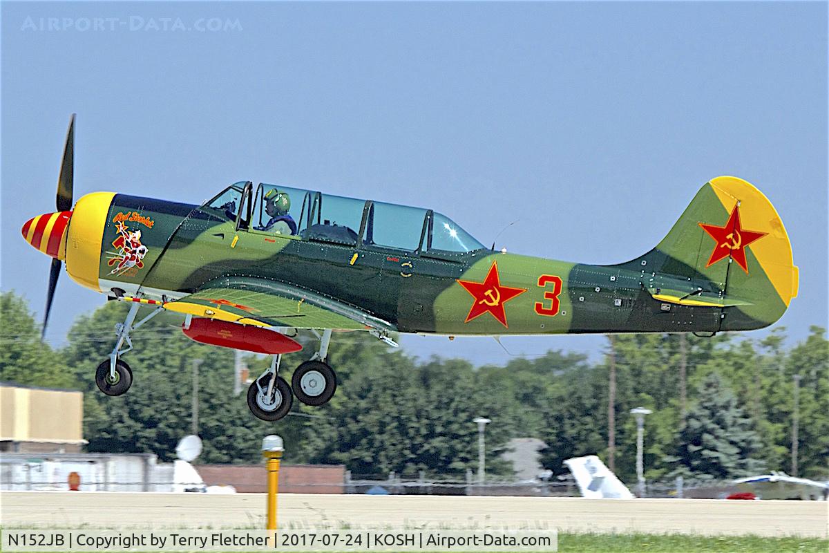 N152JB, 1981 Yakovlev (Aerostar) Yak-52 C/N 811403, at 2017 EAA AirVenture at Oshkosh