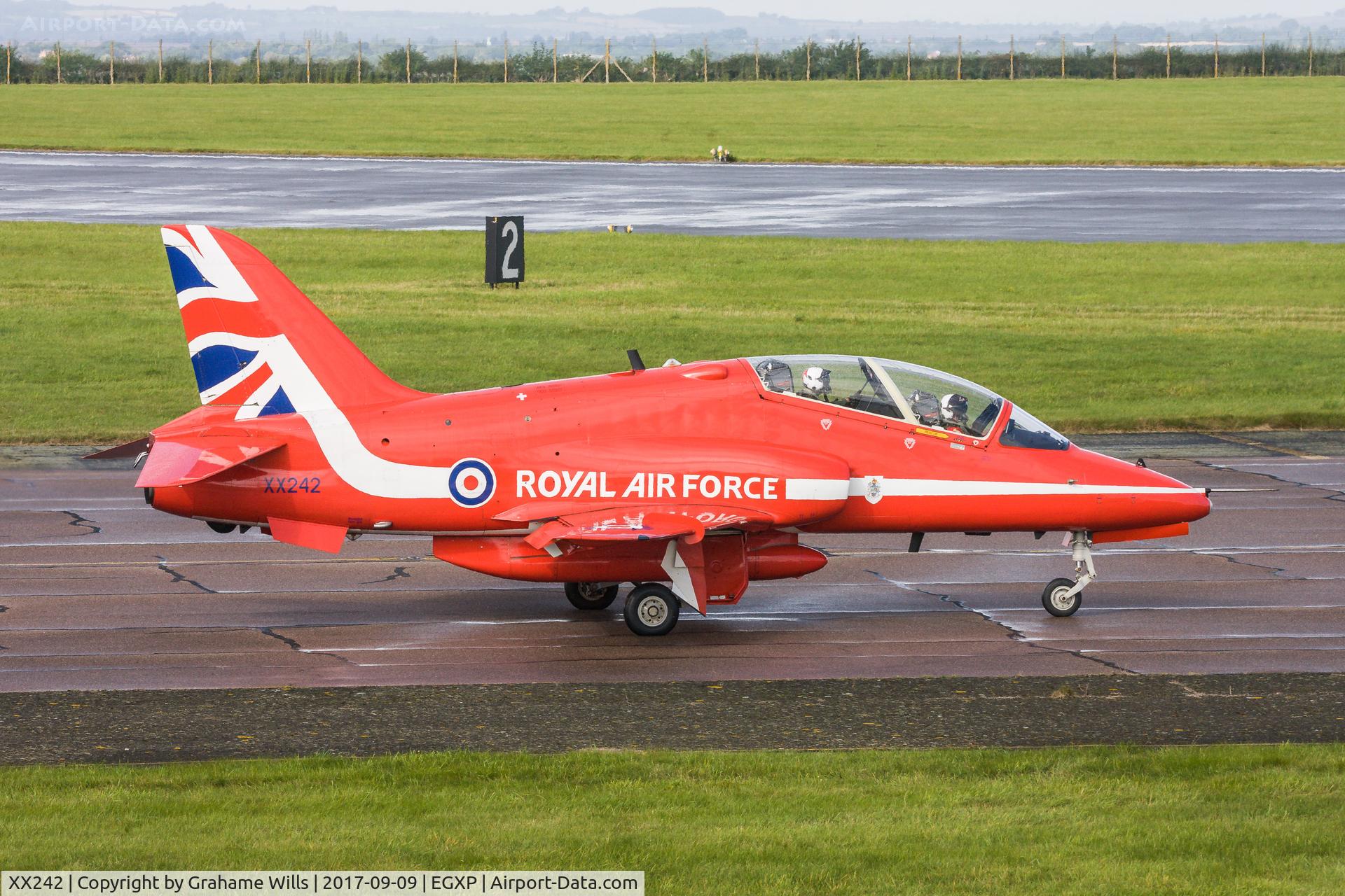 XX242, 1978 Hawker Siddeley Hawk T.1 C/N 078/312078, HS Hawk T1 XX242 Red Arrows RAF, Scampton 2017