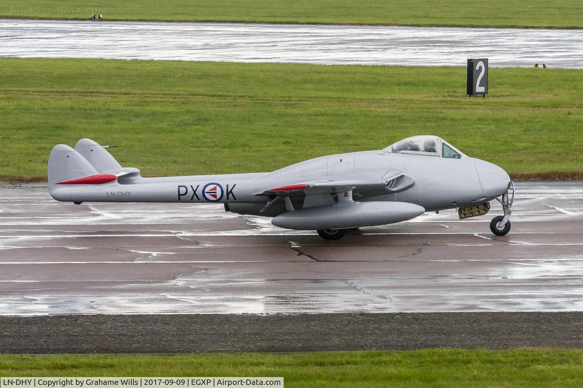 LN-DHY, 1952 De Havilland (FFA) DH-100 Vampire FB6 C/N 705, DH Vampire FB52 LN-DHY/PX-K Norwegian Air Force Historical Sqd, Scampton Air Show 2017